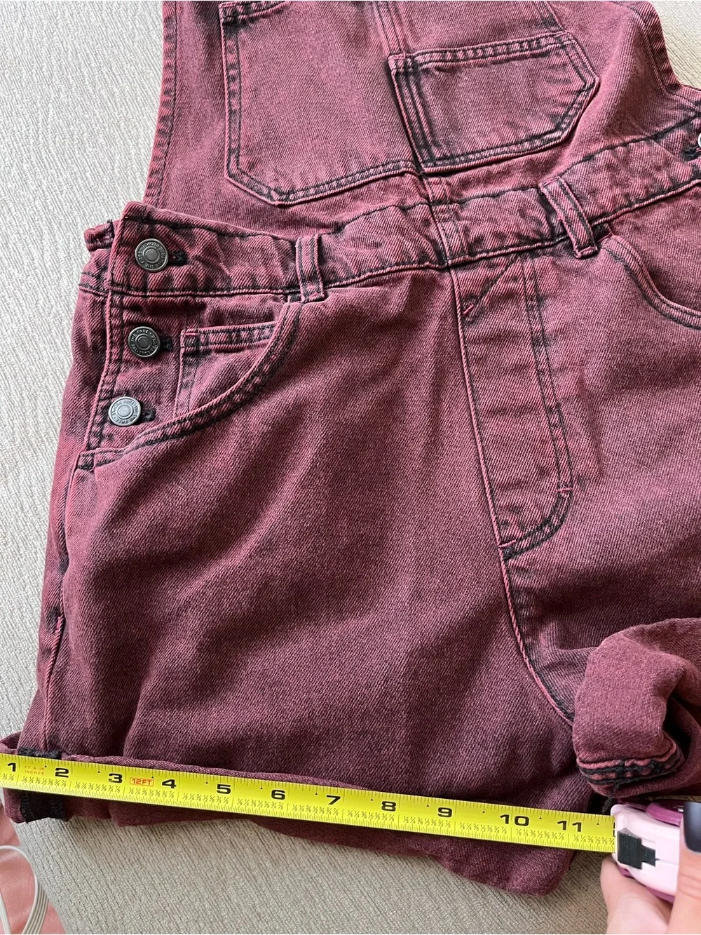 We The Free Maroon Short Denim Overalls - Picture 7 of 9